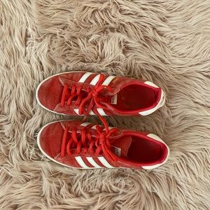 red adidas campus sneakers